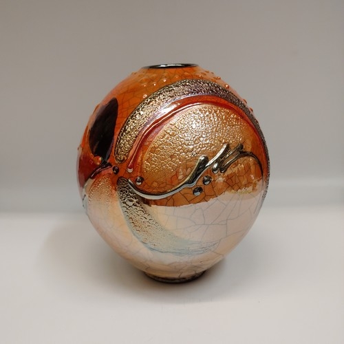 #221179 Raku Vase 3xFired 8.5x6.5 $42 at Hunter Wolff Gallery